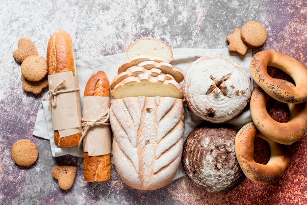 Фото Вид сверху смеси хлеба
