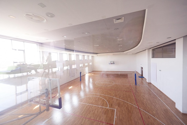 top view of modern shool gym indoor