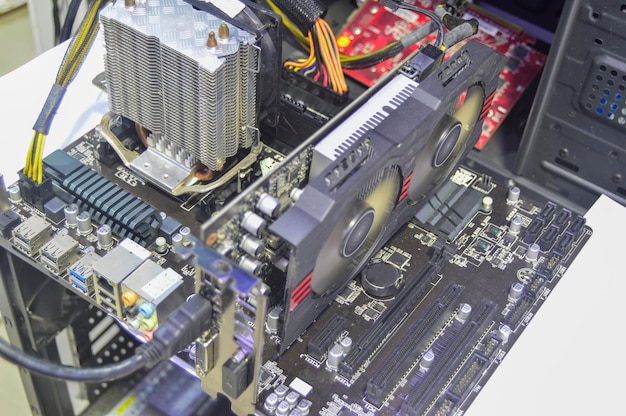 Top view of the motherboard overlooking the devices