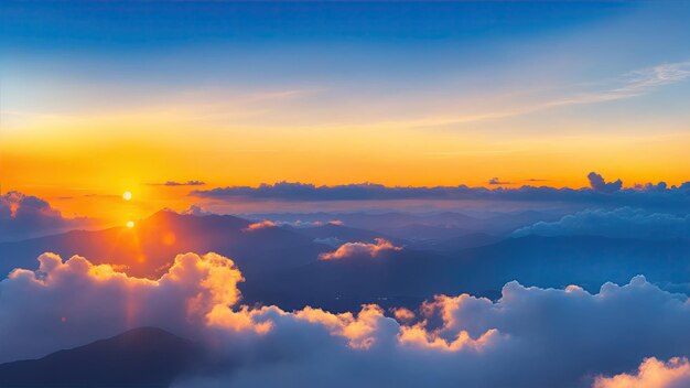 Top View of the mountain with cloudy sky