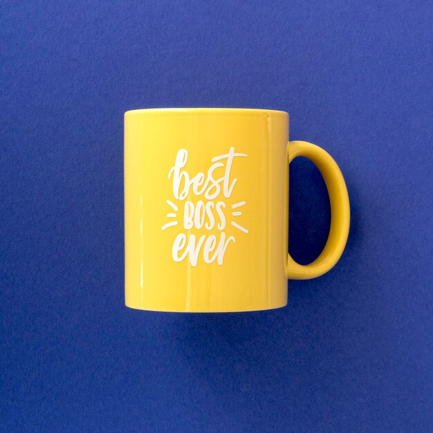 Top view mug with best boss message