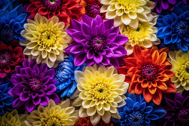 Top view of multicolored flowers