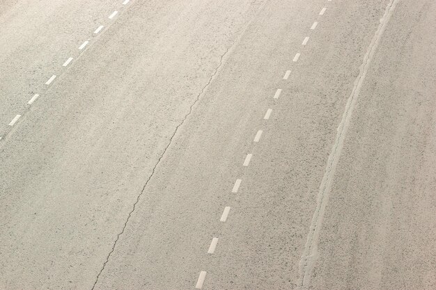 Top view of a multilane road in sunny weather