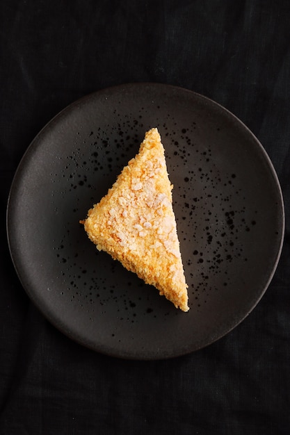 Top view of napoleon cake on plate