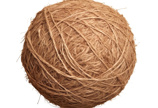 Top view of a natural jute twine string ball