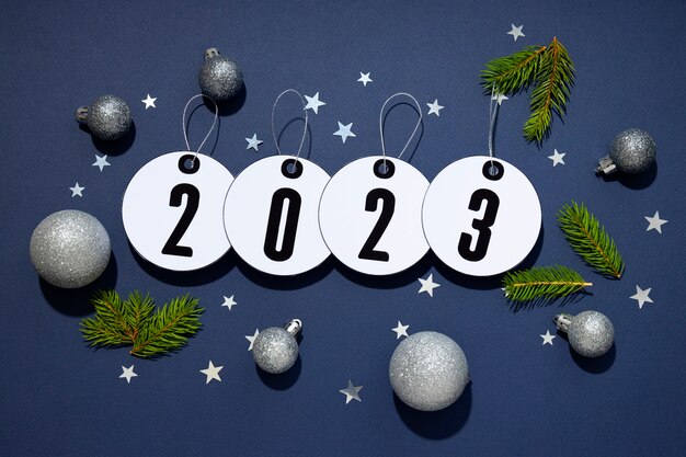 Top view new year decorations assortment