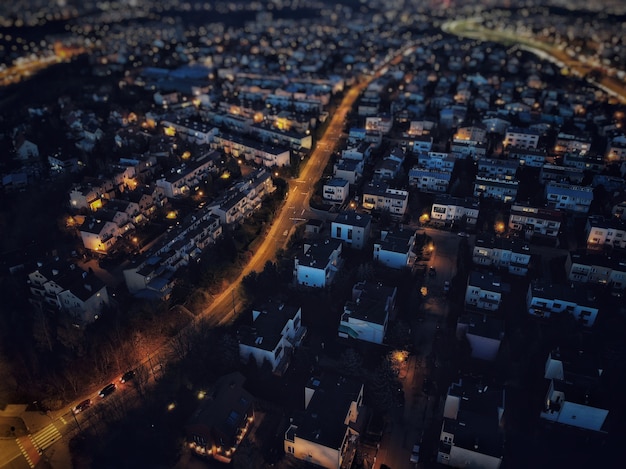 Top view night Gdansk Poland