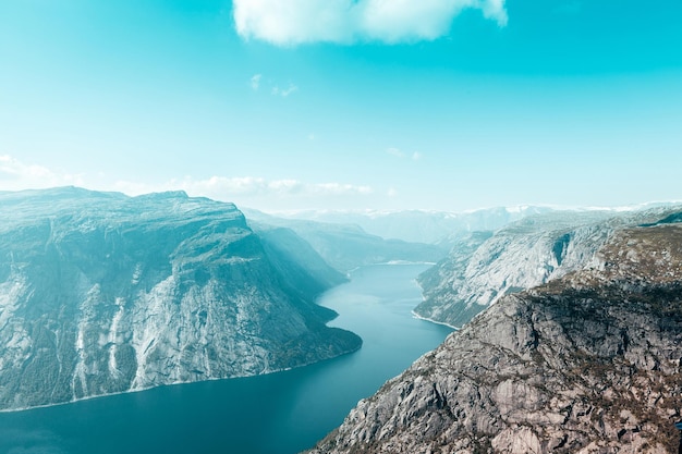 Top view of the Norwegian fjord