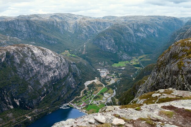 ノルウェーのフィヨルドの上面図