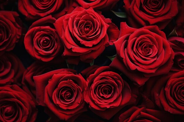 Фото Вид с вершины на красивые красные розы