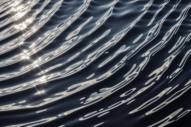 写真 晴れた夏の日に波が浮かぶ水の中の黒と白の抽象的なパターンのトップビュー