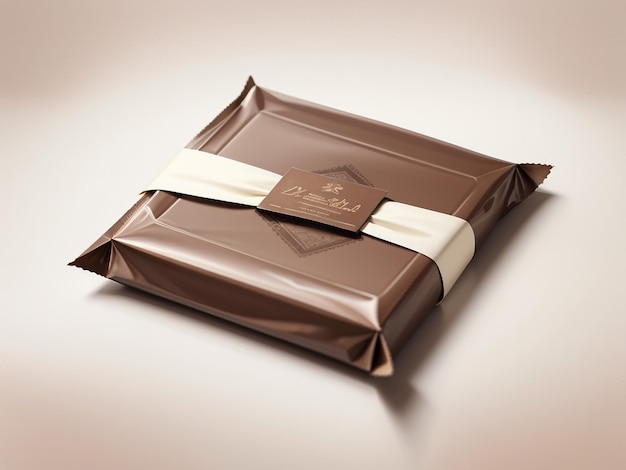 写真 分離された白紙のチョコレート パッケージの平面図