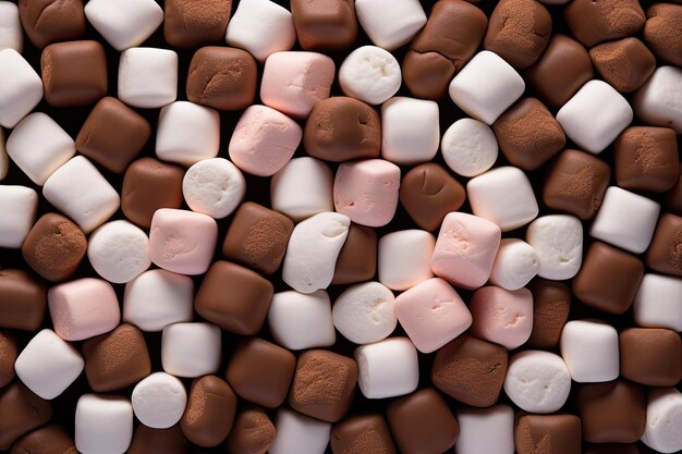 写真 チョコレートで覆われたマシュマロのキャンディーのトップビュー