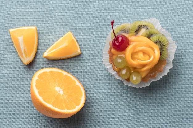 Фото Вид сверху фруктовый пирог с апельсином