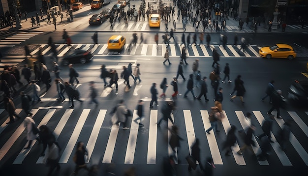 写真 横断歩道の人々のトップビュー ジェネレーティブai