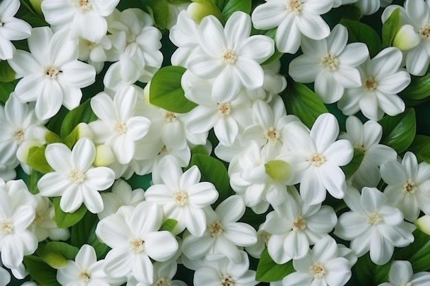 写真 背景 に 輝く 白い ヤスミン の 花 の 上 から の 景色