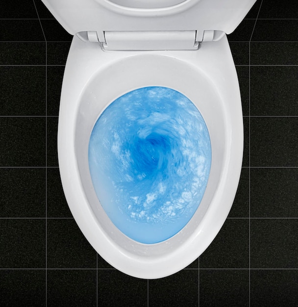 사진 화장실 그 에서 파란색 세제 를 는 것 의 면