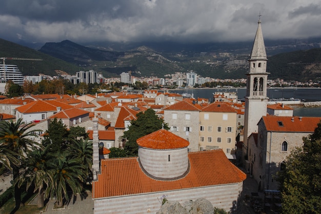 Top view to Old town Budva in Montenegro