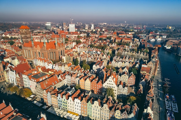 Photo top view of old town in gdansk poland