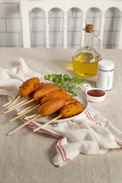 사진 맛있는 옥수수 개에 대한 상위 뷰