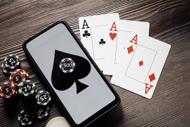 top view online poker game on mobile