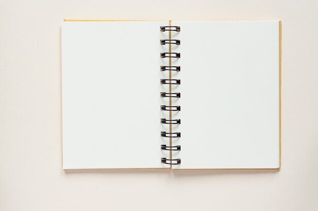 Top view of open empty notebook from recycled paper