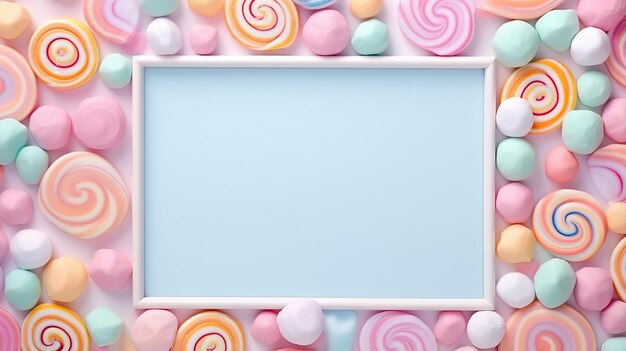 Photo top view of open taffy clear frame background