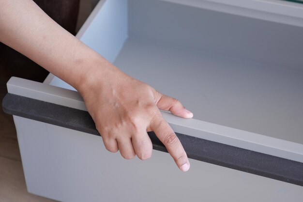 top view of a opened empty drawer