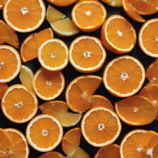 Top view orange slices arrangement