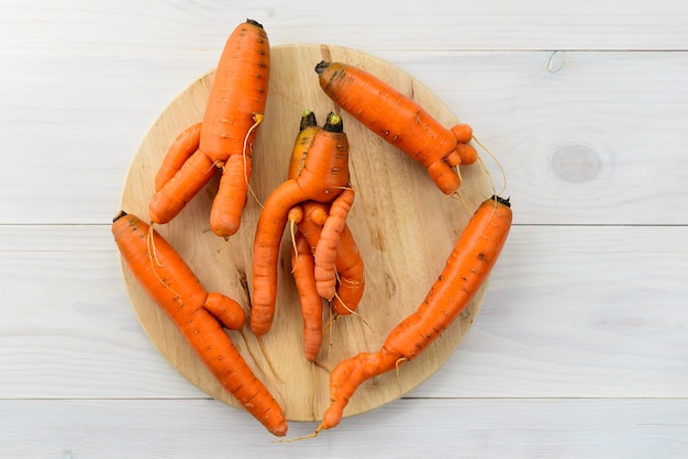 top view organic carrots