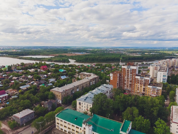 Photo top view on the panorama of city ufa russia