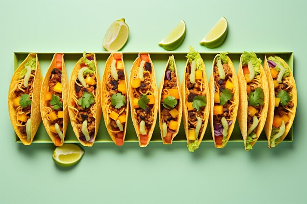 Photo top view paper tacos arrangement