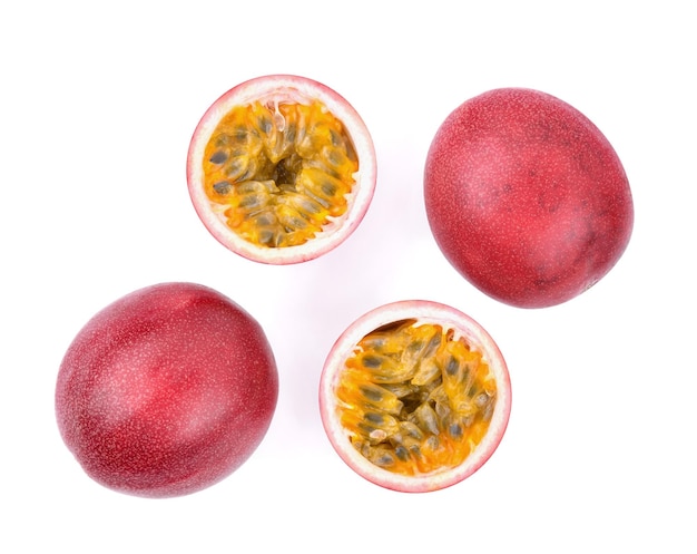 Top view of Passion fruit isolated on white background