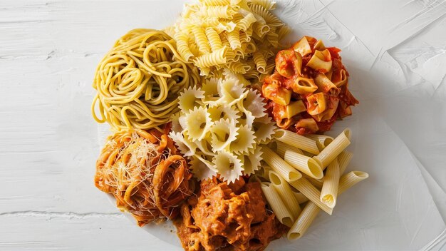 Foto vista superiore della pasta con spazio di copia