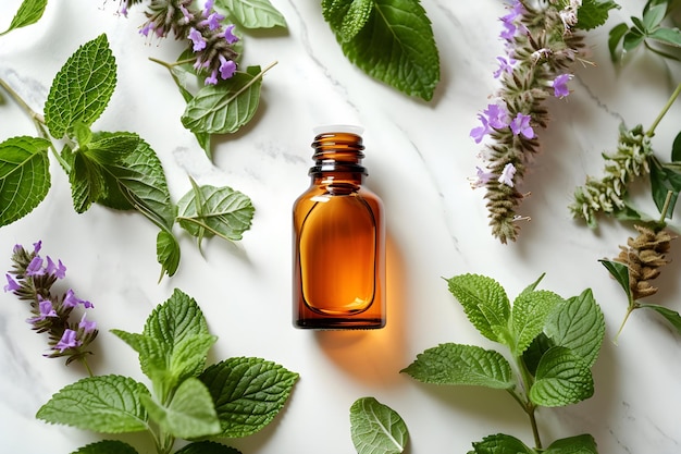 Top View Patchouli Essential Oil for Beauty and Relaxation Generative AI