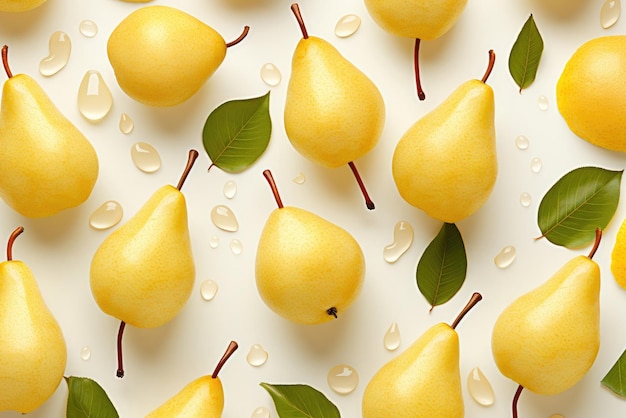 Top view pattern of fresh yellow pears