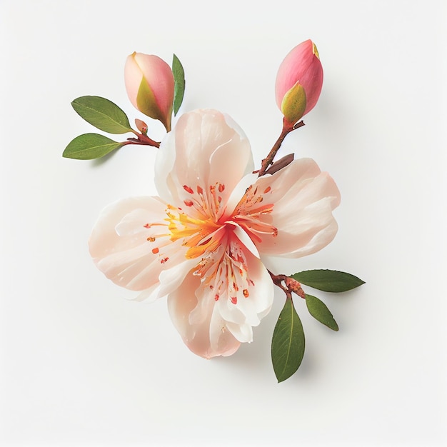 Premium Photo  Top view a peach blossom flower isolated on a white  background suitable for use on valentine's day cards