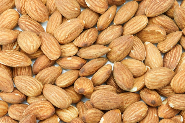 Top view of peeled almonds.