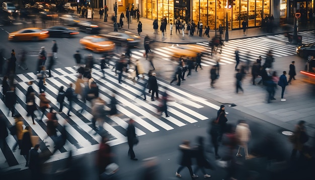 Photo top view of people on crosswalk generative ai