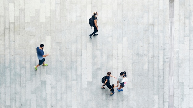 Top view of people walk on business pedestrian street in city 