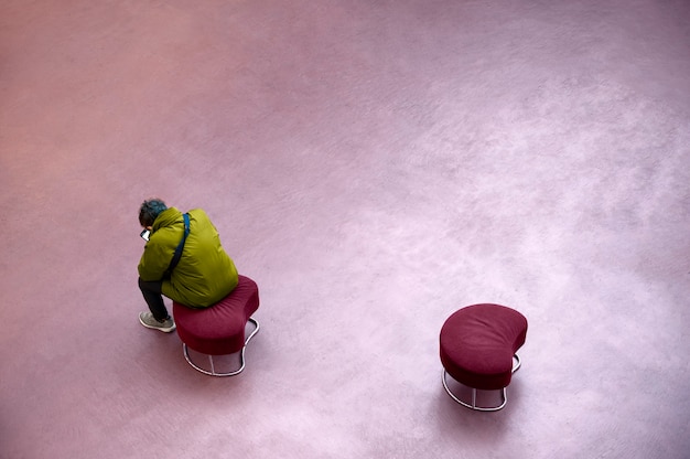 Top view on person in waiting room