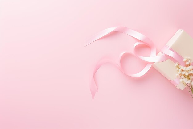 Ai が生成した弓ピンクのリボンが付いたコンポジション ギフト ボックスの上面写真