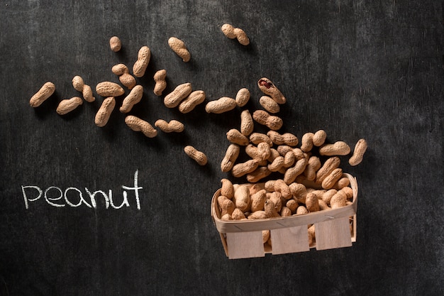 Top view photo of dried peanuts