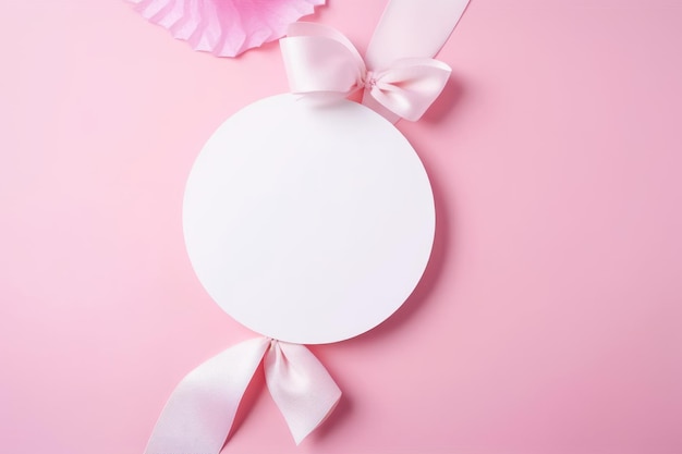 top view photo of empty circle with pastel ribbons generative ai weber