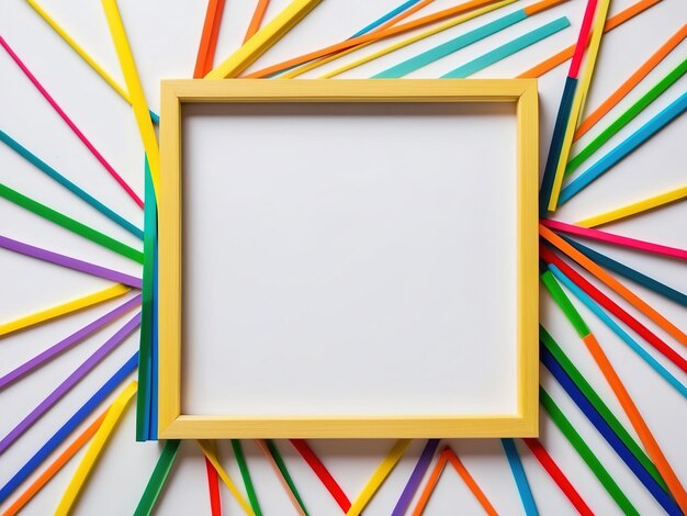 top view photo frame made of colorful lines