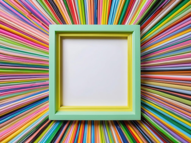 Photo top view photo frame made of colorful lines
