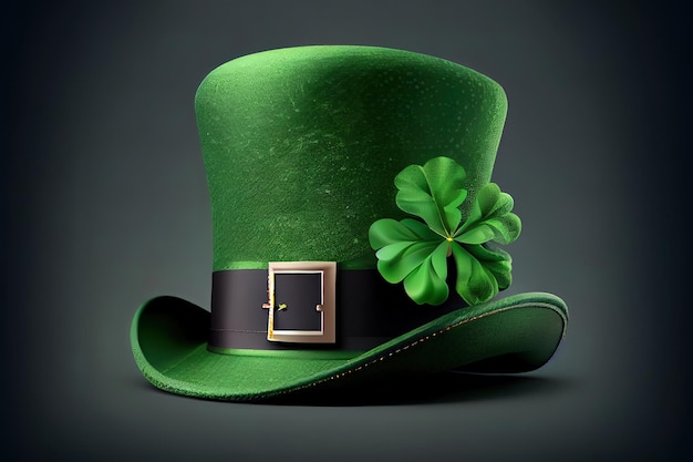 Top view photo of St Patrick39s Day celebration accessories leprechaun hat Generative Ai