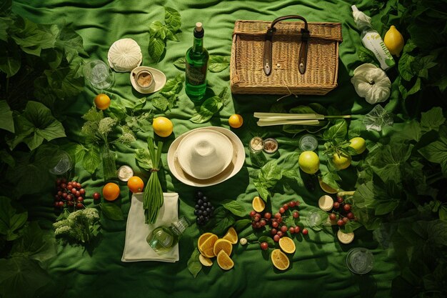 Top view picnic arrangement