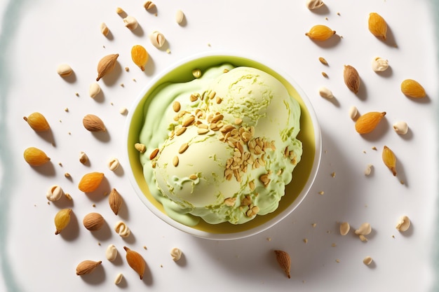 Top view of pistachio ice cream