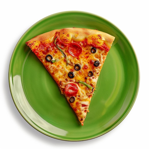 Верхняя часть пиццы на зеленой тарелке